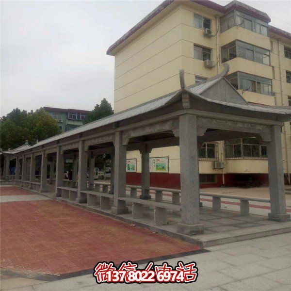 仿古建筑石雕長廊亭子，打造文化小區廣場雕塑