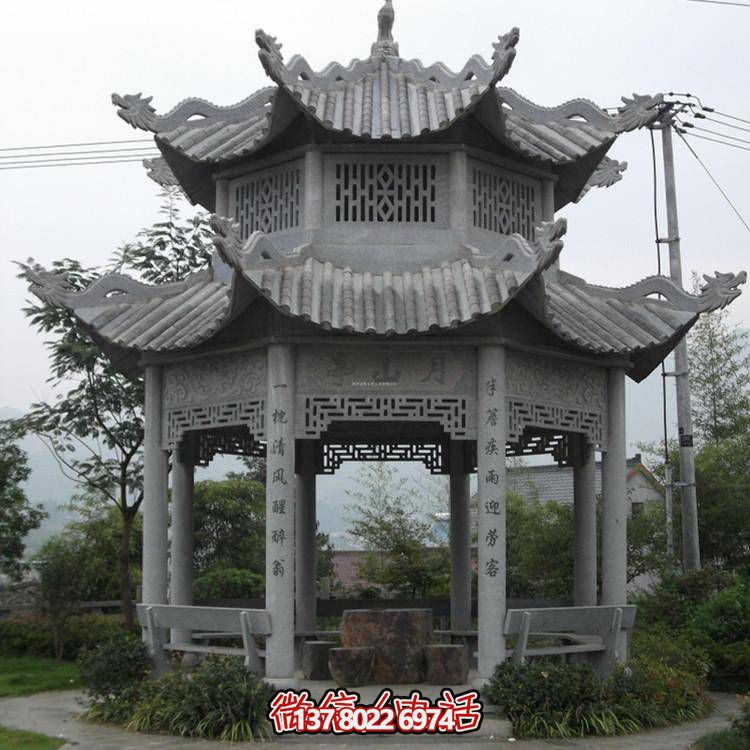 仿古青石涼亭，美觀大方，雕塑精美