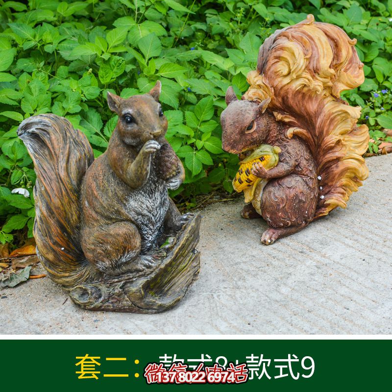 景區松鼠雕塑，玻璃鋼玻璃玉米抱松子