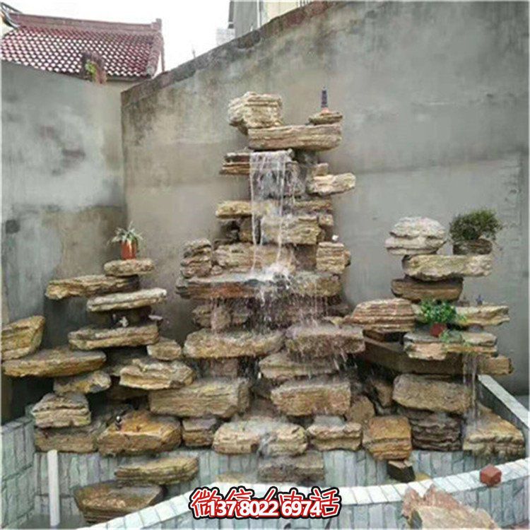 大型立式層流水假山石造景，給你驚艷的室外庭院廣場